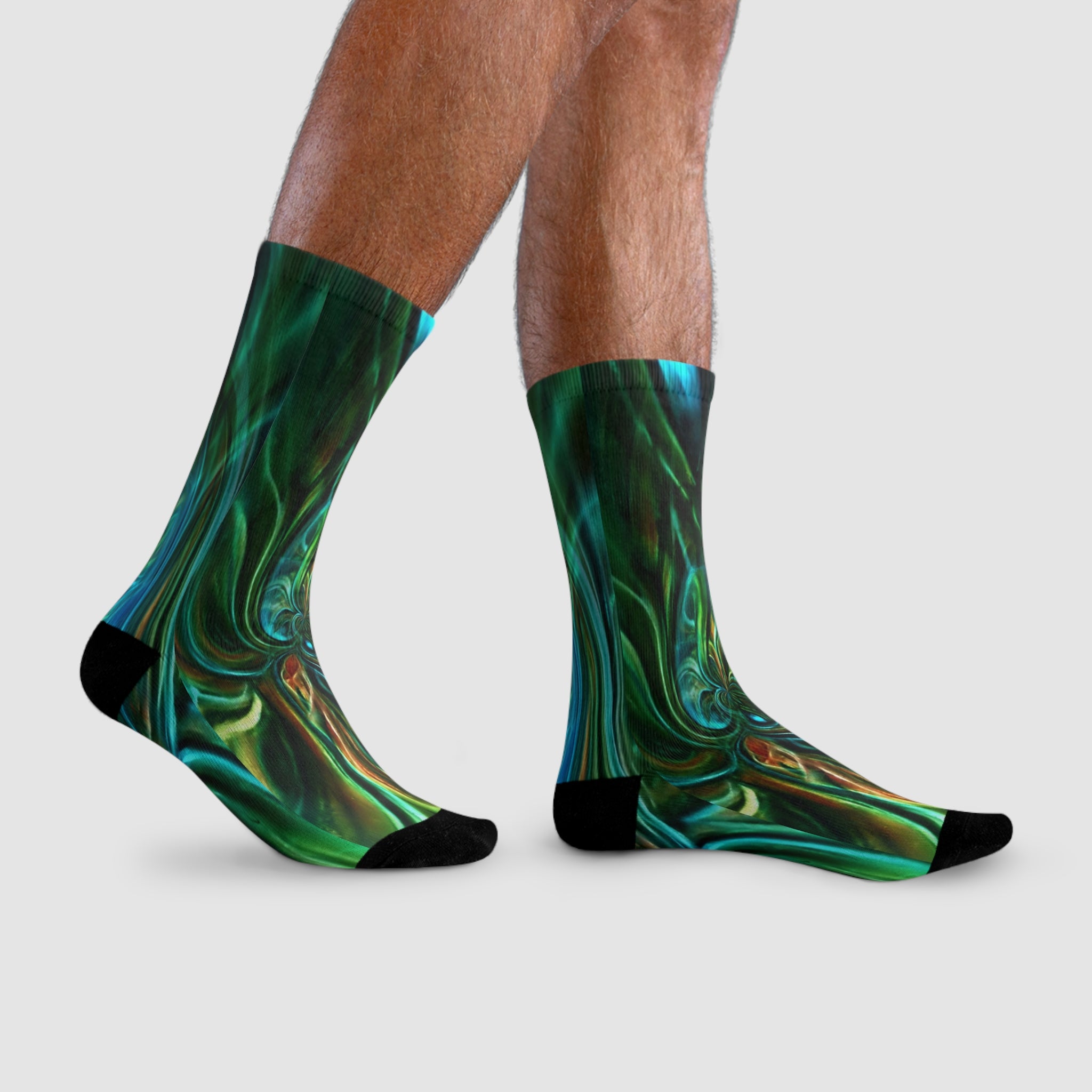 Farley Collection - Green Swirl Crew Socks