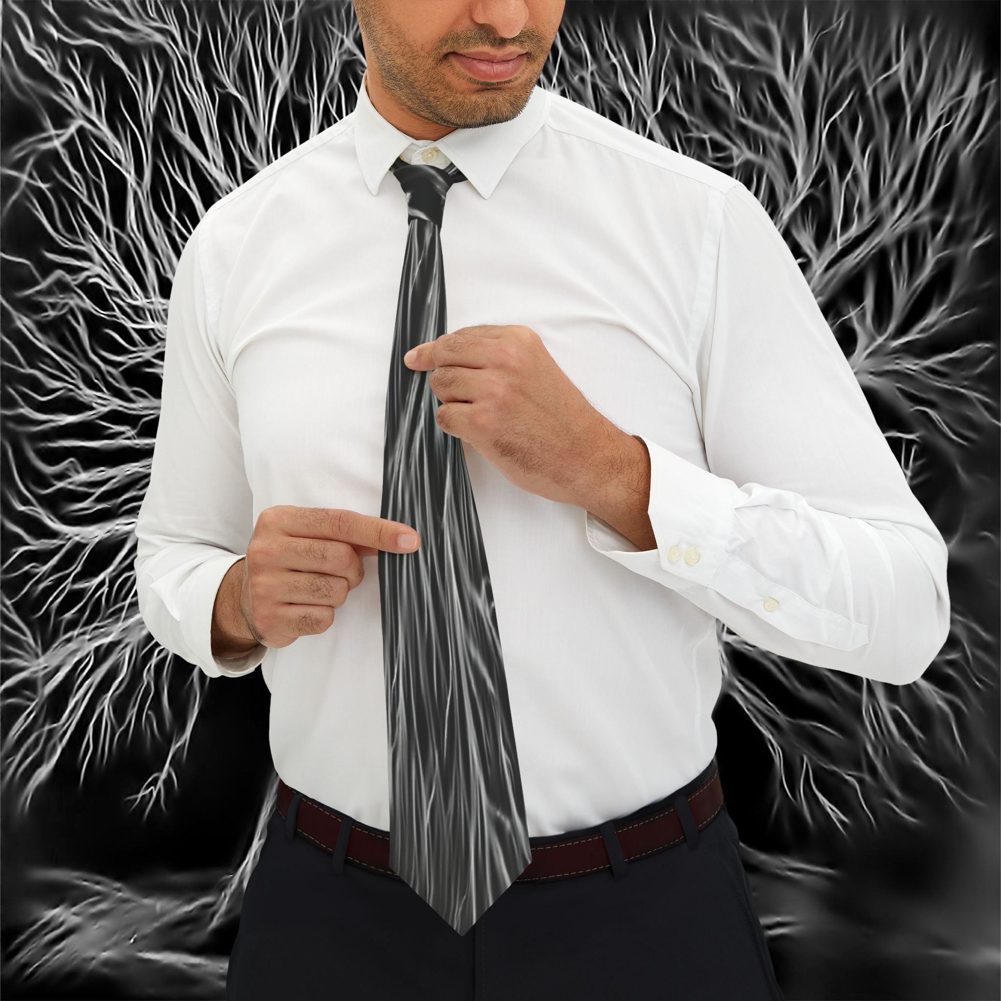 John Collection - Black White Necktie