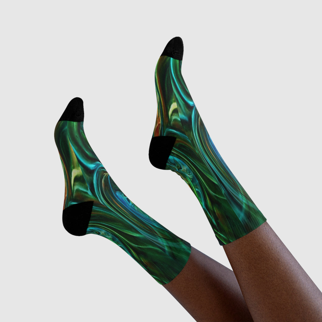 Farley Collection - Green Swirl Crew Socks