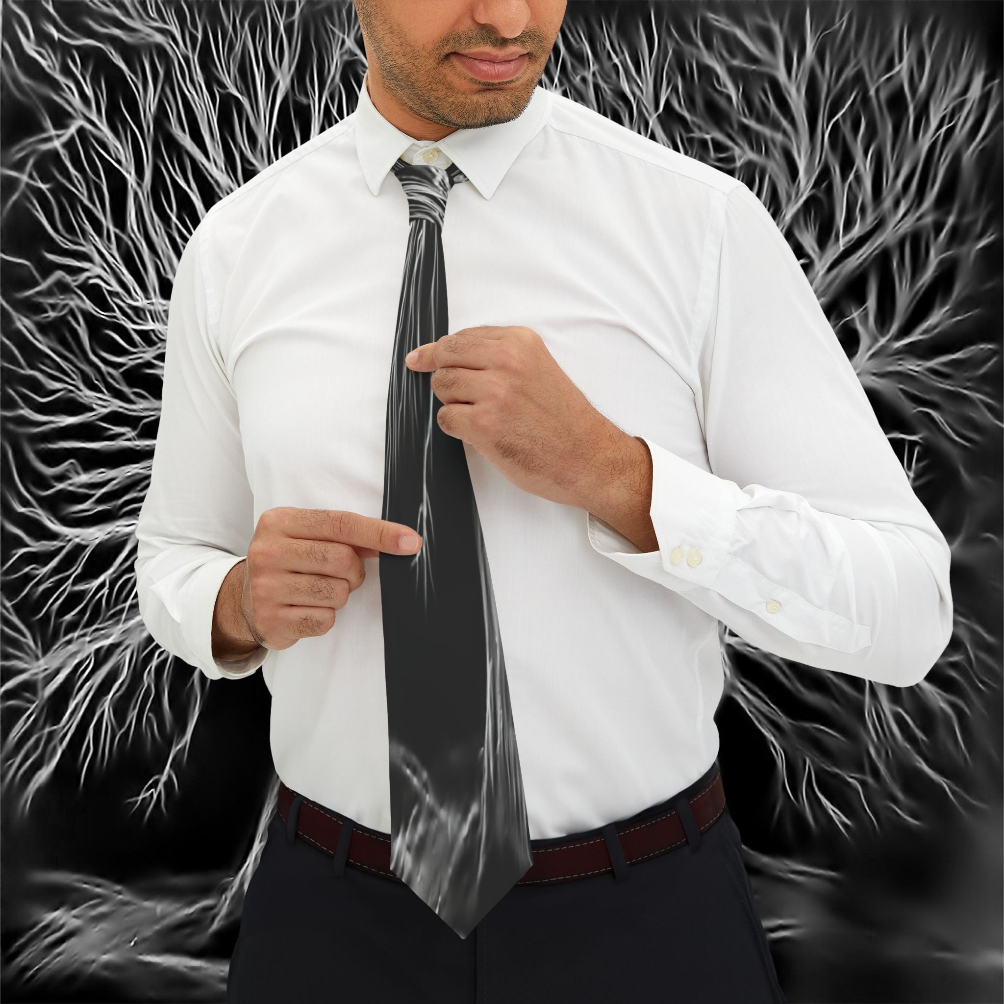 John Collection - Black Gray Necktie